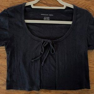 NWOT American Eagle Outfitters short sleeve tie crop shirt, size XS